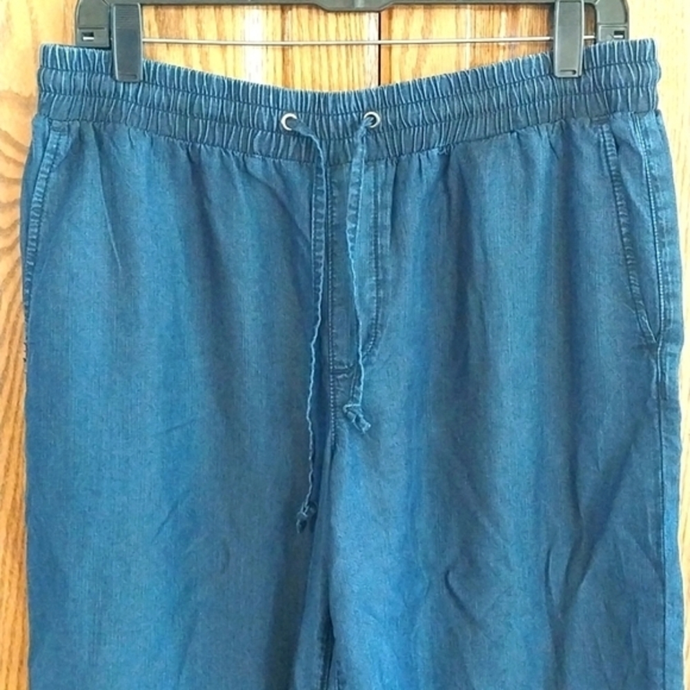NYDJ NWOT Women's Sz PS Pull-On Crop Wide-Leg‎ Denim Pants Dark Wash 100% Tencel